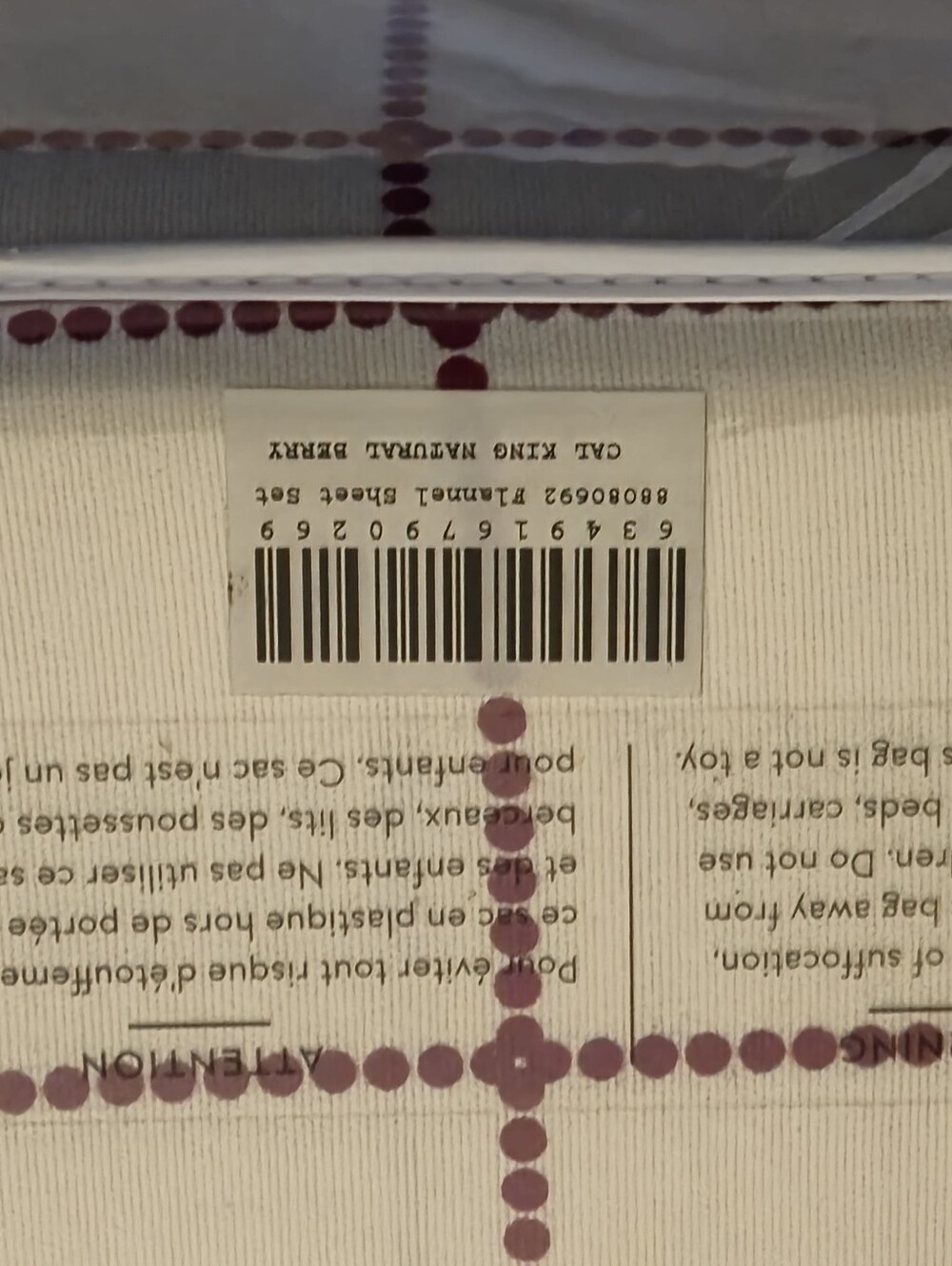 California King Flannel Sheet Set! 9ne Fitted, One Cover Sheet, & 2 Pillowcases - Picture 4 of 5